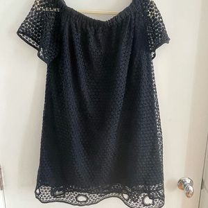 WITCHERY Dark blue off the shoulder lace dress